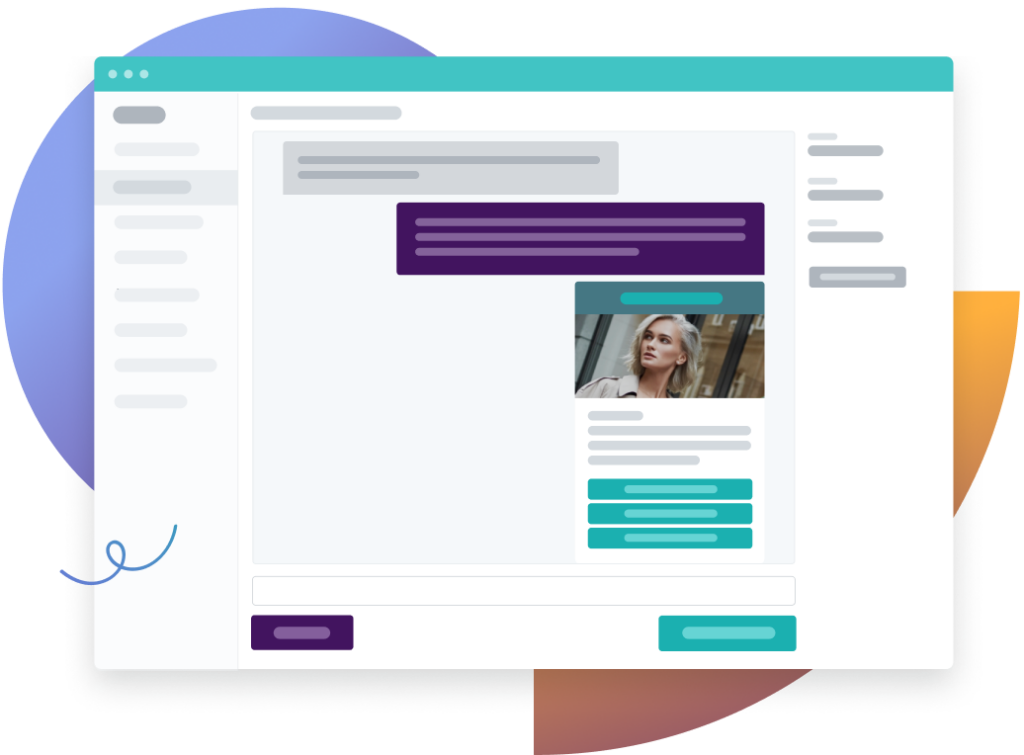 Weboberfl&auml;che mit Chatverlauf, Kampagnenkarte und Formularfeldern f&uuml;r Omnichannel Chats.