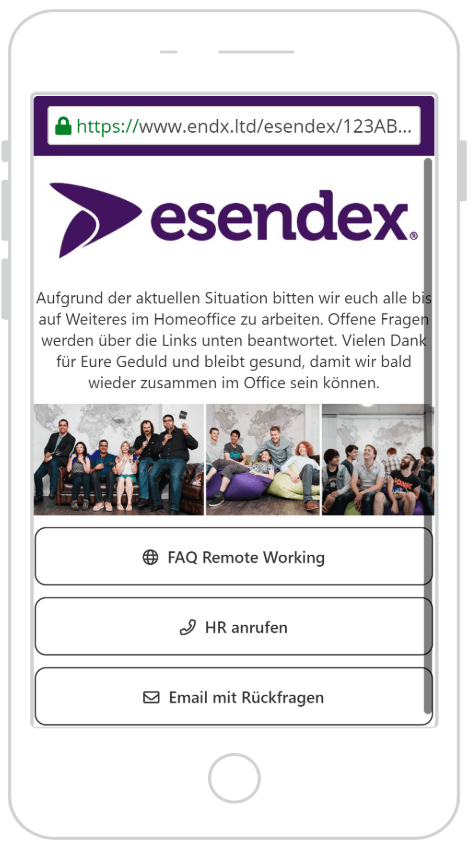 SMS Landing Page Krisenkommunikation